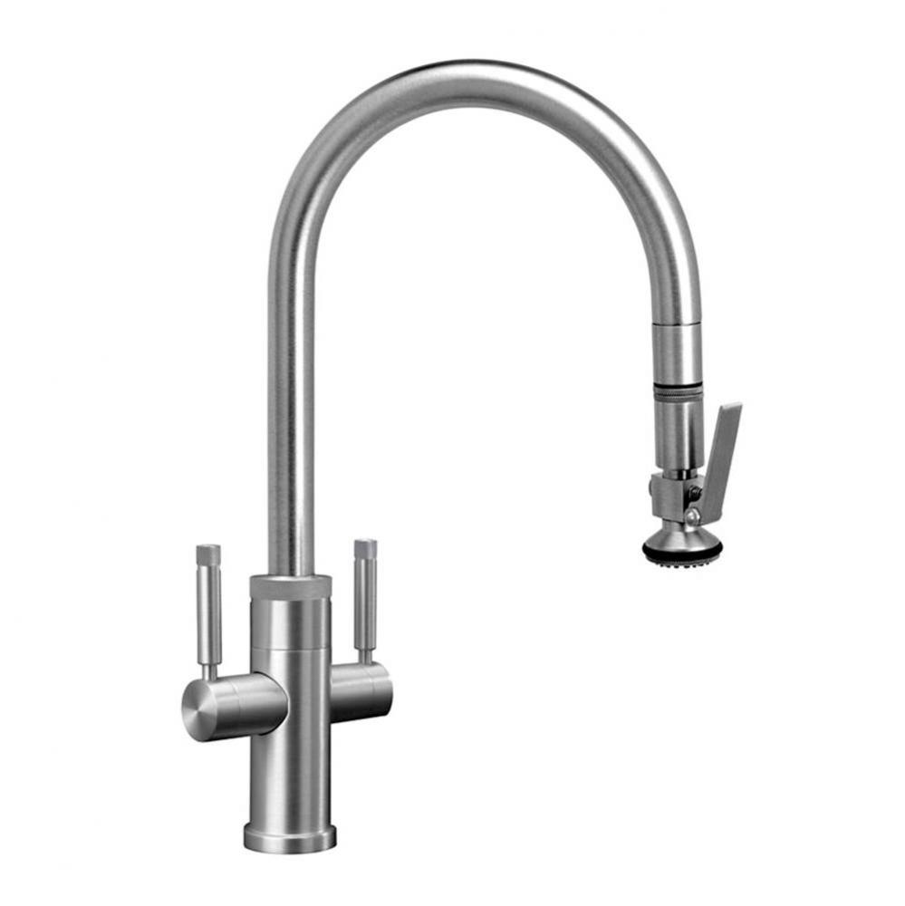 Industrial 2 Handle Pull-Down Kitchen Faucet, Lever Spray, Lever Handle