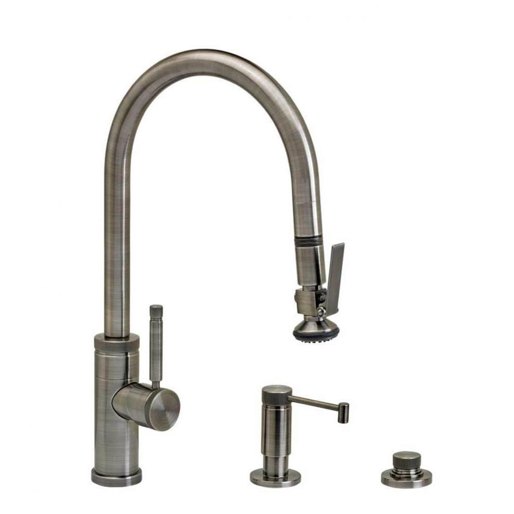 Waterstone Industrial PLP Pulldown Faucet - Lever Sprayer - Angled Spout - 3pc. Suite