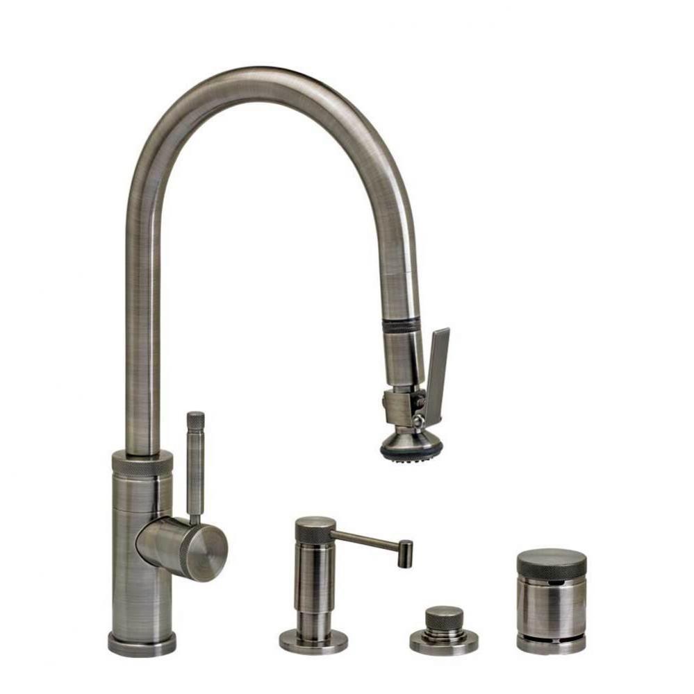 Waterstone Industrial PLP Pulldown Faucet - Lever Sprayer - Angled Spout - 4pc. Suite