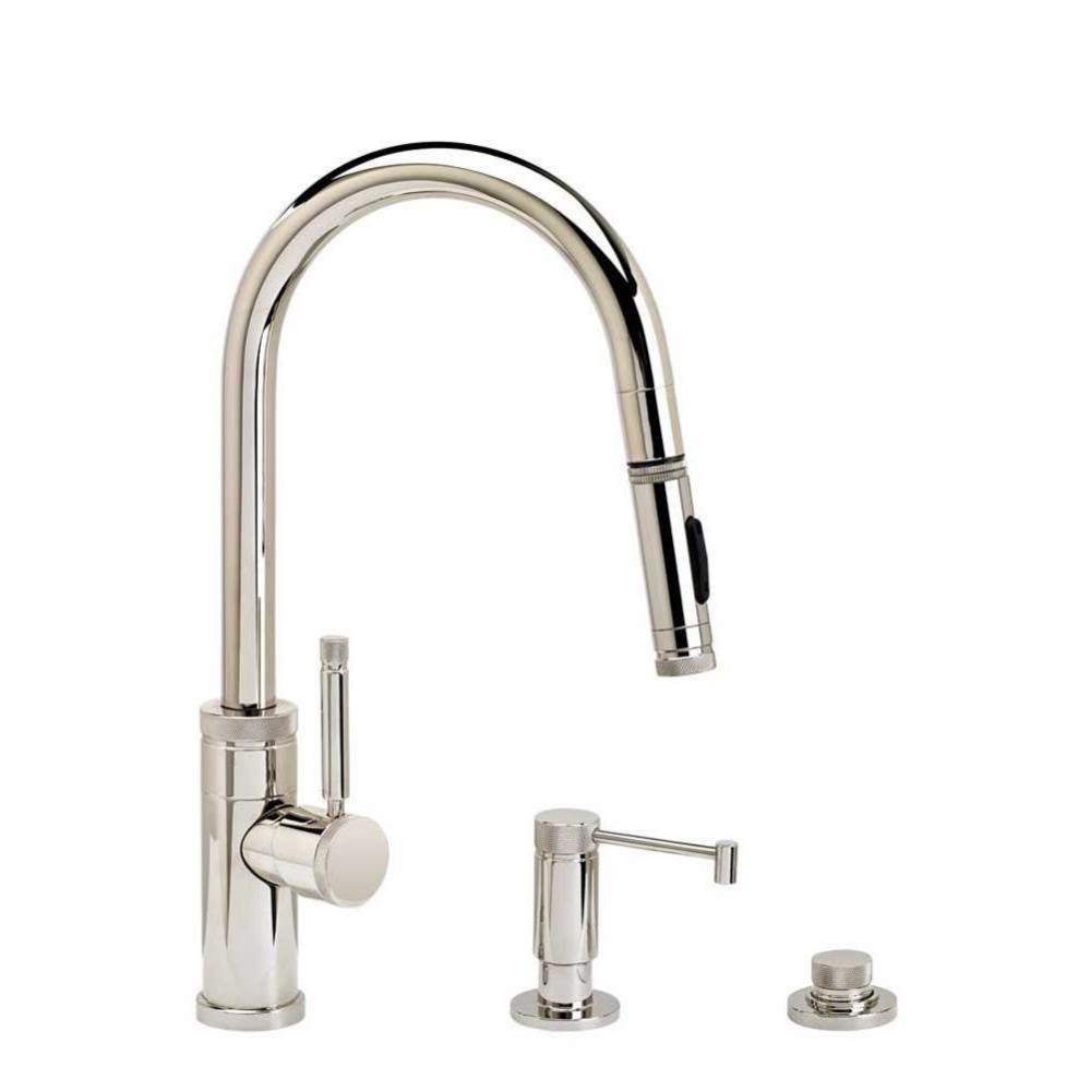 Waterstone Industrial Prep Size PLP Pulldown Faucet - Toggle Sprayer - Angled Spout - 3pc. Suite