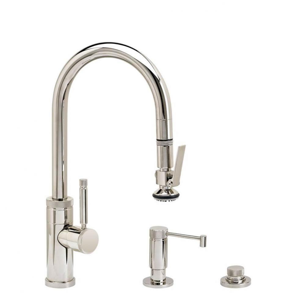 Waterstone Industrial Prep Size PLP Pulldown Faucet - Lever Sprayer - 3pc. Suite