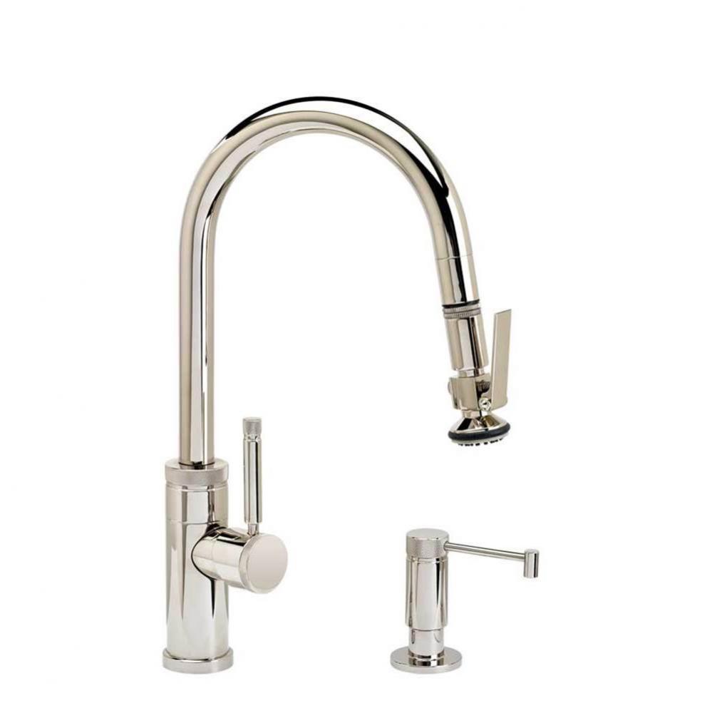 Waterstone Industrial Prep Size PLP Pulldown Faucet - Lever Sprayer - Angled Spout - 2pc. Suite