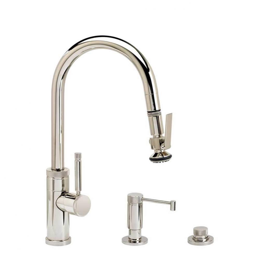 Waterstone Industrial Prep Size PLP Pulldown Faucet - Lever Sprayer - Angled Spout - 3pc. Suite