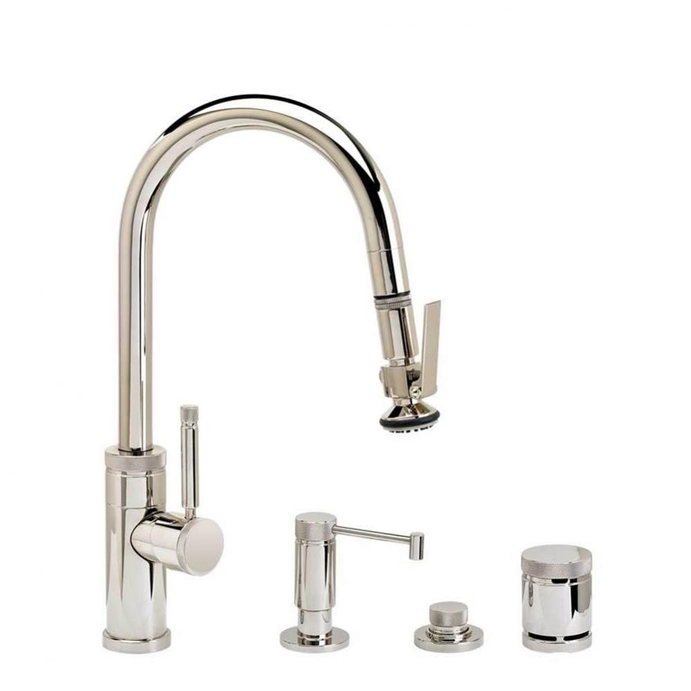 Waterstone Industrial Prep Size PLP Pulldown Faucet - Lever Sprayer - Angled Spout - 4pc. Suite