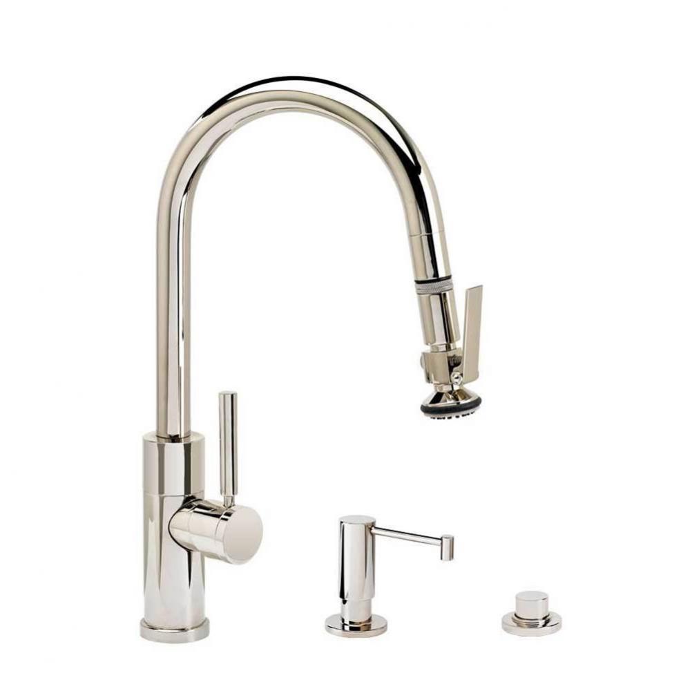 Waterstone Modern Prep Size PLP Pulldown Faucet - Lever Sprayer - Angled Spout - 3pc. Suite