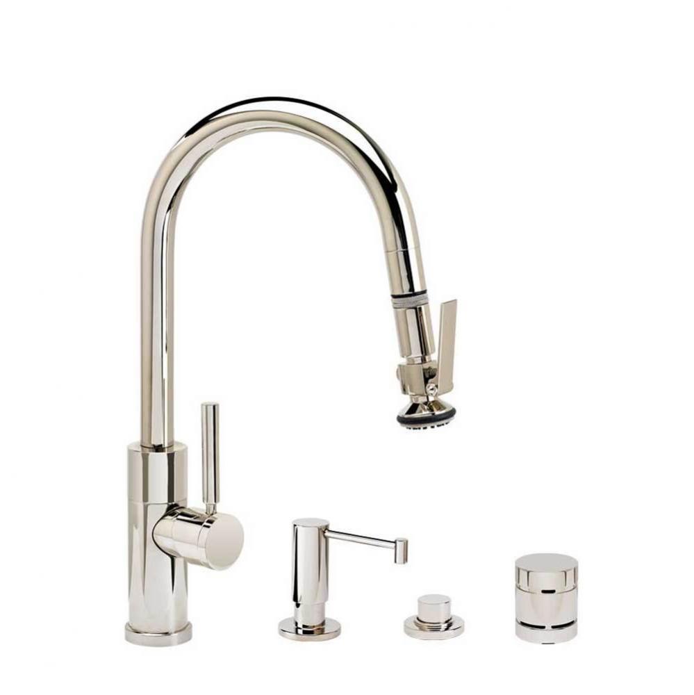 Waterstone Modern Prep Size PLP Pulldown Faucet - Lever Sprayer - Angled Spout - 4pc. Suite