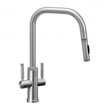 Waterstone 10222-CH - Fulton Industrial 2 Handle Plp Pulldown Faucet - Angled Spout - Toggle Spray