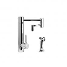 Waterstone 3600-12-1-PG - Waterstone Hunley Kitchen Faucet - 12'' Articulated Spout w/ Side Spray