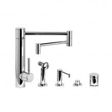 Waterstone 3600-18-4-SG - Waterstone Hunley Kitchen Faucet - 18'' Articulated Spout - 4pc. Suite