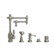 Waterstone 4100-12-4-SG - Waterstone Towson Kitchen Faucet - 12'' Articulated Spout - 4pc. Suite