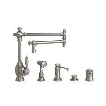 Waterstone 4100-18-4-PG - Waterstone Towson Kitchen Faucet - 18'' Articulated Spout - 4pc. Suite