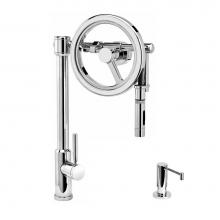 Waterstone 5125-2-PG - Waterstone Endeavor Wheel Pulldown Faucet - Toggle Sprayer - 2pc. Suite