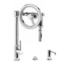 Waterstone 5125-3-PG - Waterstone Endeavor Wheel Pulldown Faucet - Toggle Sprayer - 3pc. Suite