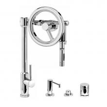 Waterstone 5125-4-PG - Waterstone Endeavor Wheel Pulldown Faucet - Toggle Sprayer - 4pc. Suite