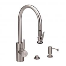 Waterstone 5810-3-SG - Waterstone Contemporary PLP Pulldown Faucet - Lever Sprayer - 3pc. Suite