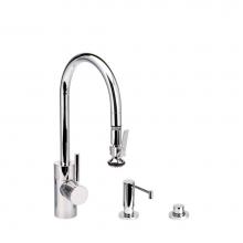 Waterstone 5800-3-SG - Waterstone Contemporary PLP Pulldown Faucet - Lever Sprayer - 3pc. Suite