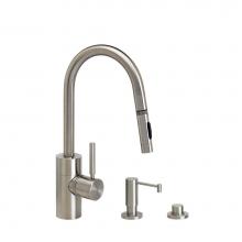 Waterstone 5910-3-PG - Waterstone Contemporary Prep Size PLP Pulldown Faucet - Toggle Sprayer - 3pc. Suite
