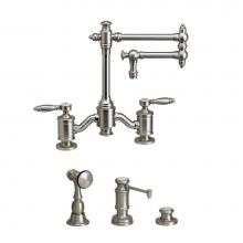 Waterstone 6100-12-3-PG - Waterstone Towson Bridge Faucet - 12'' Articulated Spout - Lever Handles - 3pc. Suite