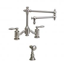 Waterstone 6100-18-1-SG - Waterstone Towson Bridge Faucet - 18'' Articulated Spout - Lever Handles w/ Side Spray