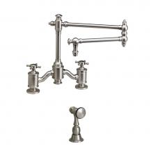 Waterstone 6150-18-1-SG - Waterstone Towson Bridge Faucet - 18'' Articulated Spout - Cross Handles w/ Side Spray