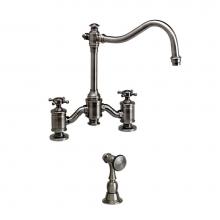 Waterstone 6250-1-SG - Waterstone Annapolis Bridge Faucet - Cross Handles w/ Side Spray