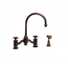 Waterstone 6350-1-SG - Waterstone Hampton Bridge Faucet - Cross Handles w/ Side Spray