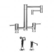 Waterstone 7600-12-2-SG - Waterstone Hunley Bridge Faucet - 12'' Articulated Spout - 2pc. Suite