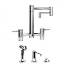 Waterstone 7600-12-3-SG - Waterstone Hunley Bridge Faucet - 12'' Articulated Spout - 3pc. Suite