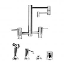 Waterstone 7600-12-4-SG - Waterstone Hunley Bridge Faucet - 12'' Articulated Spout - 4pc. Suite