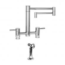 Waterstone 7600-18-1-SG - Waterstone Hunley Bridge Faucet - 18'' Articulated Spout w/ Side Spray