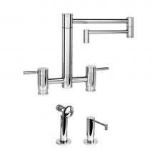 Waterstone 7600-18-2-PG - Waterstone Hunley Bridge Faucet - 18'' Articulated Spout - 2pc. Suite