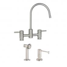 Waterstone 7800-2-SG - Waterstone Parche Bridge Faucet - 2pc. Suite