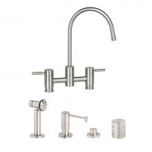 Waterstone 7800-4-SG - Waterstone Parche Bridge Faucet - 4pc. Suite