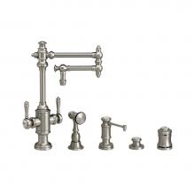 Waterstone 8010-12-4-SG - Waterstone Towson Two Handle Kitchen Faucet - 12'' Articulated Spout - 4pc. Suite