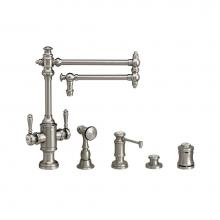 Waterstone 8010-18-4-SG - Waterstone Towson Two Handle Kitchen Faucet - 18'' Spout - 4pc. Suite