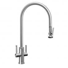 Waterstone 9702-CH - Industrial 2 Handle Pull-Down Kitchen Faucet, Lever Spray, Ext. Reach, Lever Handle