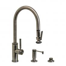 Waterstone 9800-3-PG - Waterstone Industrial PLP Pulldown Faucet - Lever Sprayer - 3pc. Suite