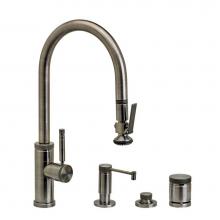 Waterstone 9800-4-PG - Waterstone Industrial PLP Pulldown Faucet - Lever Sprayer - 4pc. Suite