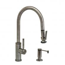 Waterstone 9810-2-PG - Waterstone Industrial PLP Pulldown Faucet - Lever Sprayer - Angled Spout - 2pc. Suite