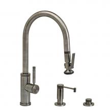 Waterstone 9810-3-PG - Waterstone Industrial PLP Pulldown Faucet - Lever Sprayer - Angled Spout - 3pc. Suite