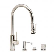 Waterstone 9860-4-SG - Waterstone Modern PLP Pulldown Faucet - Lever Sprayer - Angled Spout - 4pc. Suite