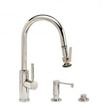 Waterstone 9940-3-PG - Waterstone Industrial Prep Size PLP Pulldown Faucet - Lever Sprayer - Angled Spout - 3pc. Suite