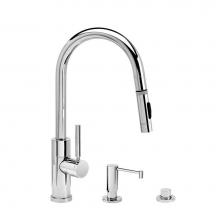 Waterstone 9960-3-PG - Waterstone Modern Prep Size PLP Pulldown Faucet - Toggle Sprayer - Angled Spout - 3pc. Suite