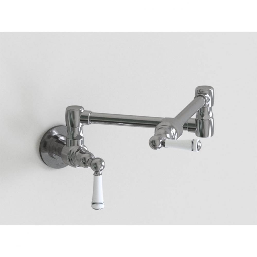 17 3/4'' Wall Mount Pot Filler with White Ceramic Lever