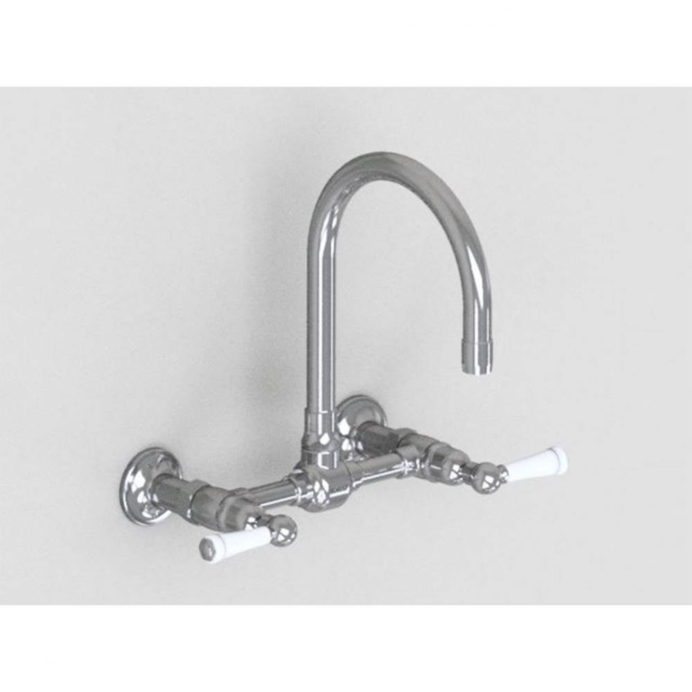 Wall Mount 7'' Swivel Bar Faucet Spout with White Ceramic Lever