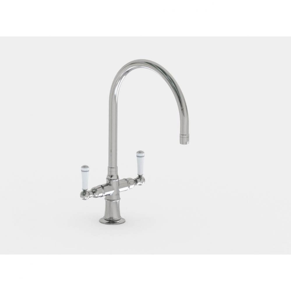Single Hole 10'' Swivel Spout with White Ceramic Lever