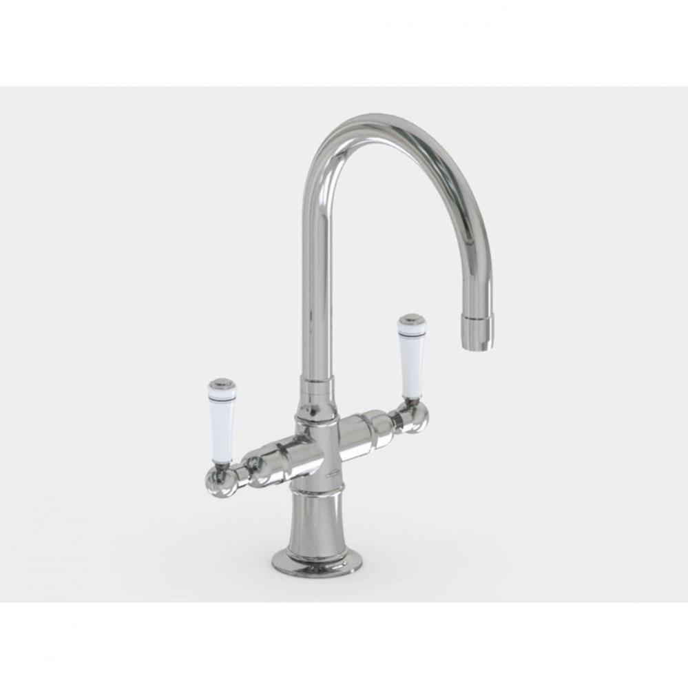 Single Hole 7'' Swivel Spout with White Ceramic Lever