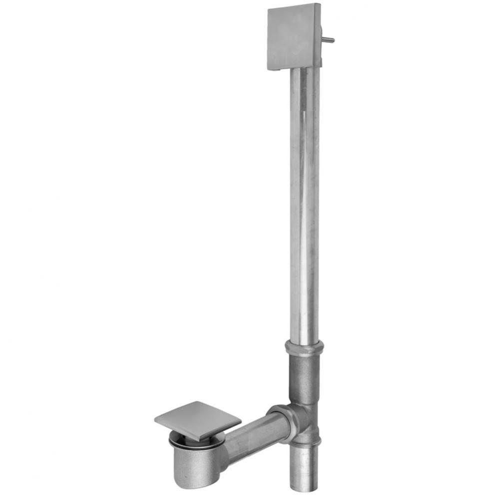 Brass Tub Drain Bottom Outlet Standard Toe Control with Faceplate (Square) Fully Polished and Plat