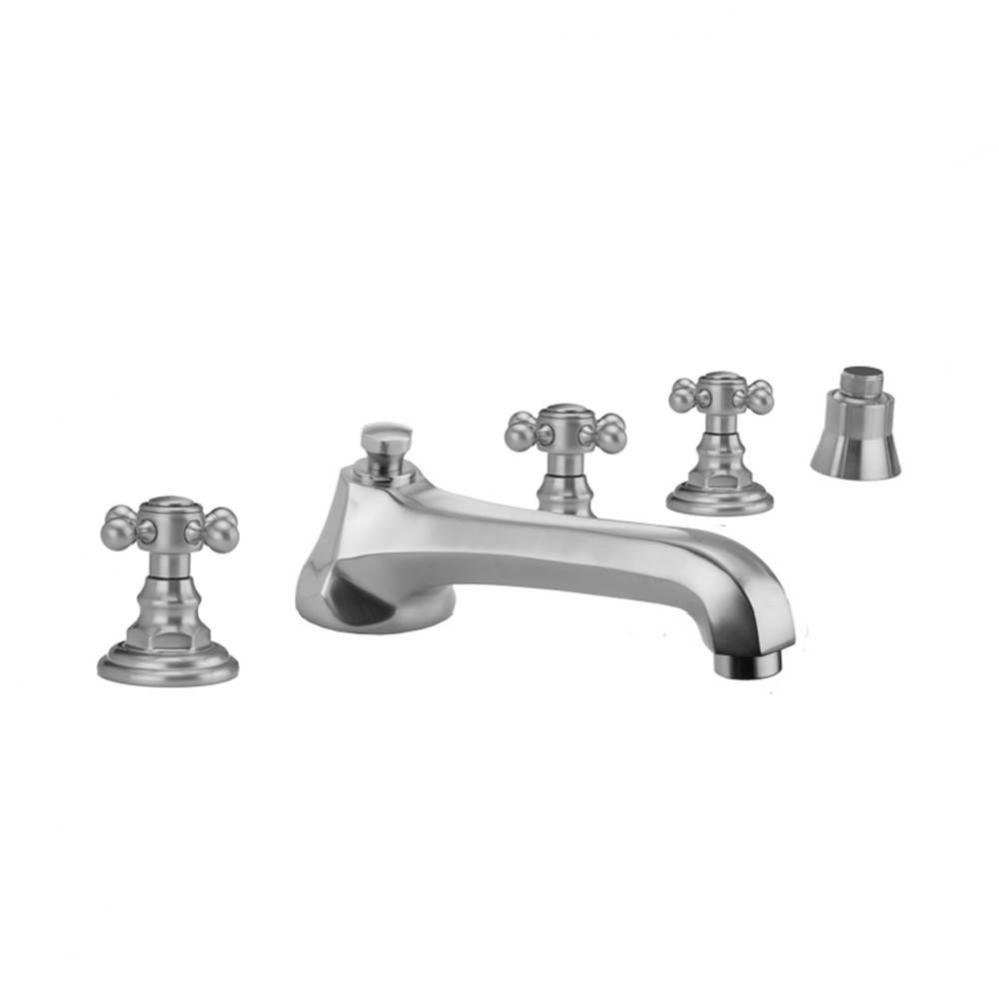 Westfield Roman Tub Set with Low Spout and Ball Cross Handles and Straight Handshower Mount