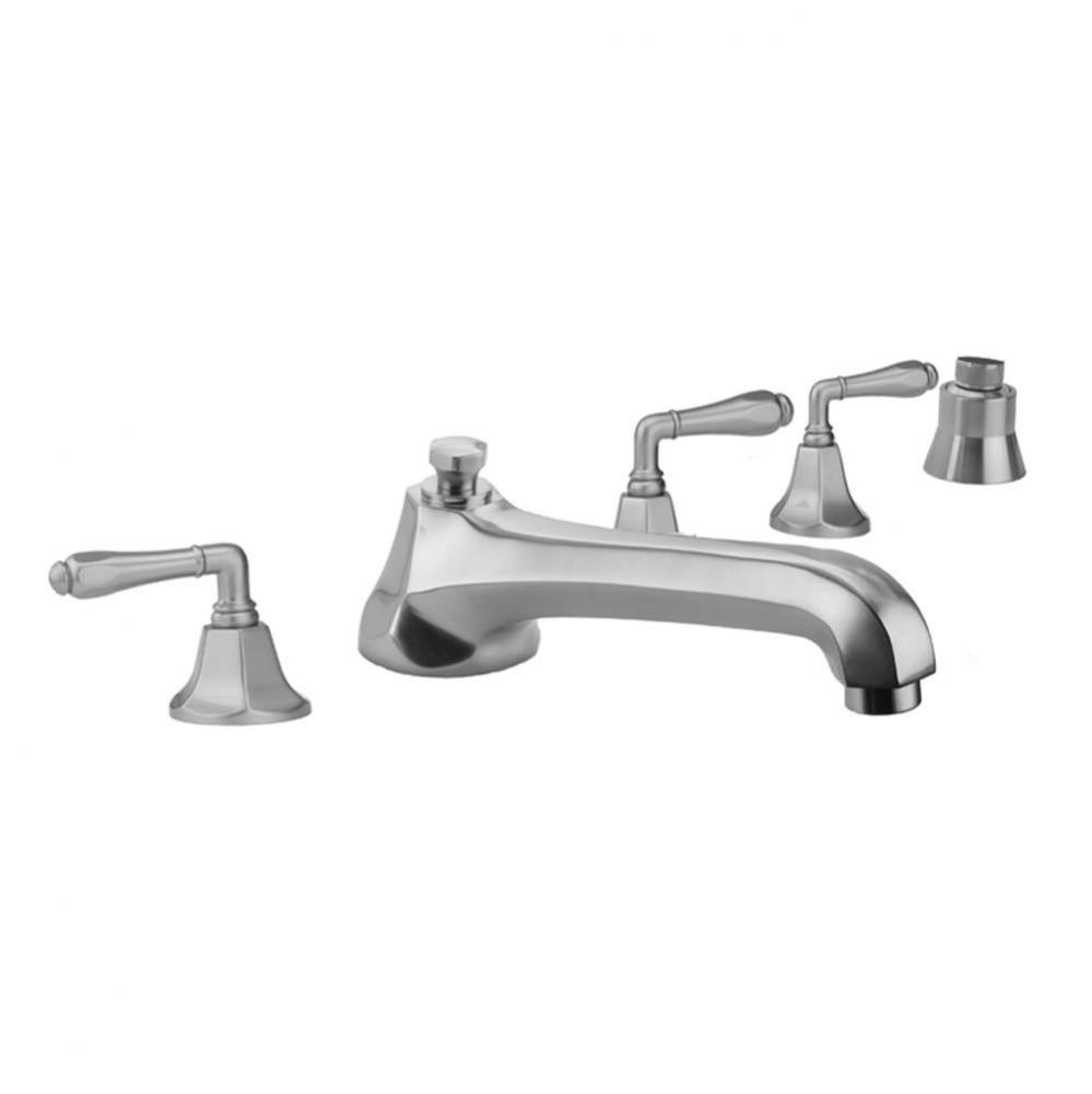 Astor Roman Tub Set with Low Spout and Smooth Lever Handles and Straight Handshower Mount